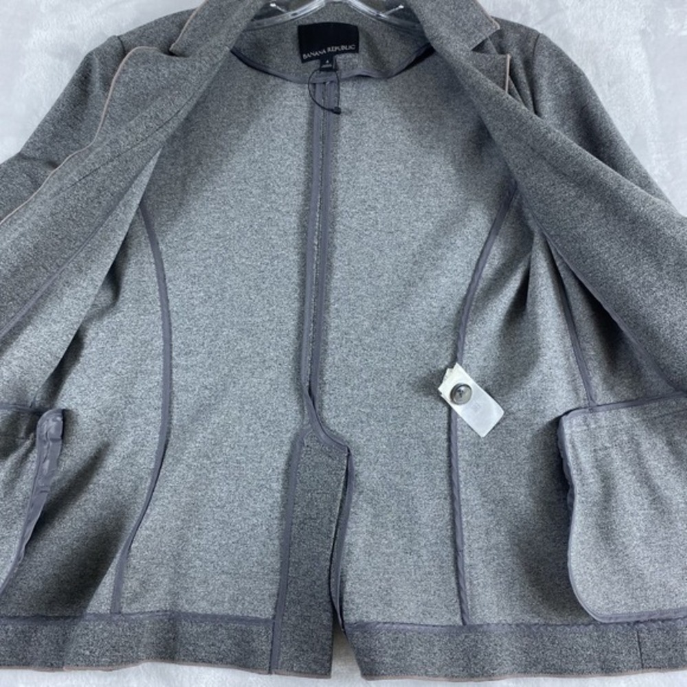 2/$30 Banana Republic Blazer Women Sz 4 Gray Unstructured Business Office Work - Picture 4 of 10